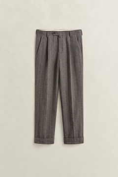 Pinstriped Suit Pants — SHADOW BROWN 1
