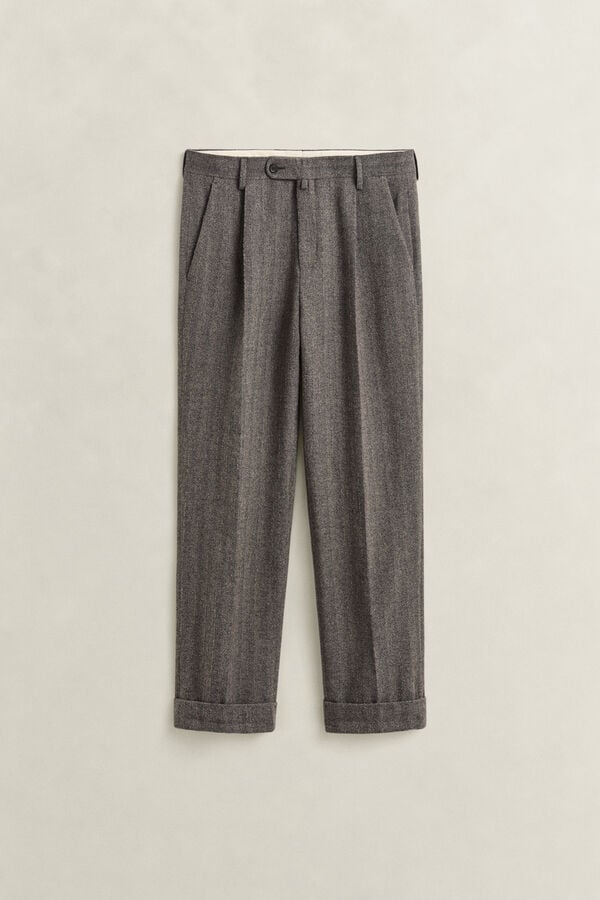Pinstriped Suit Pants — SHADOW BROWN