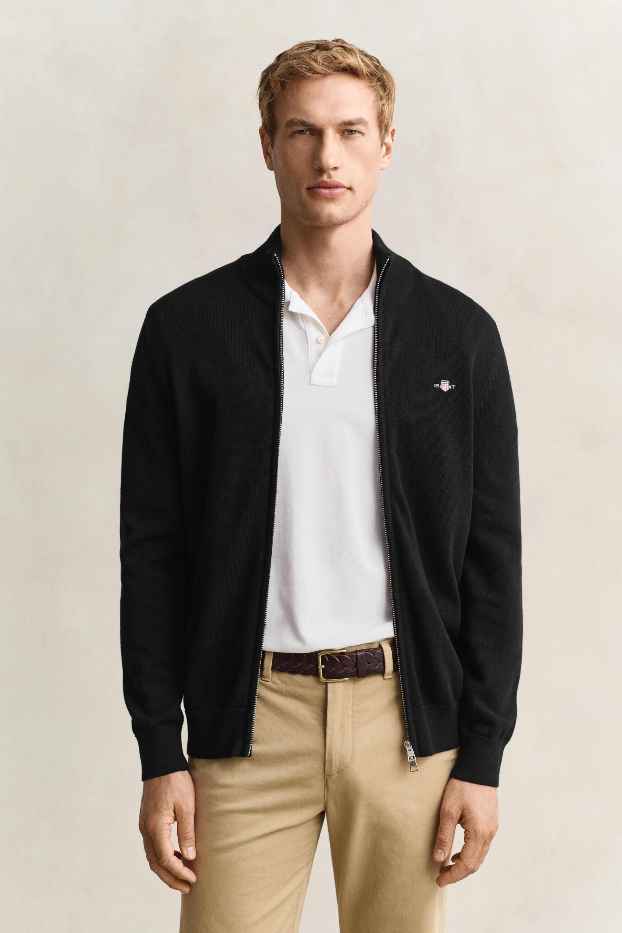 Casual Cotton Zip Cardigan