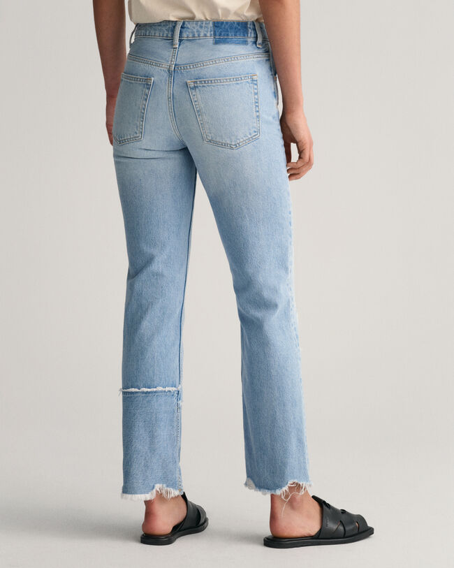 High-Waisted Straight Leg Patchwork Jeans - GANT