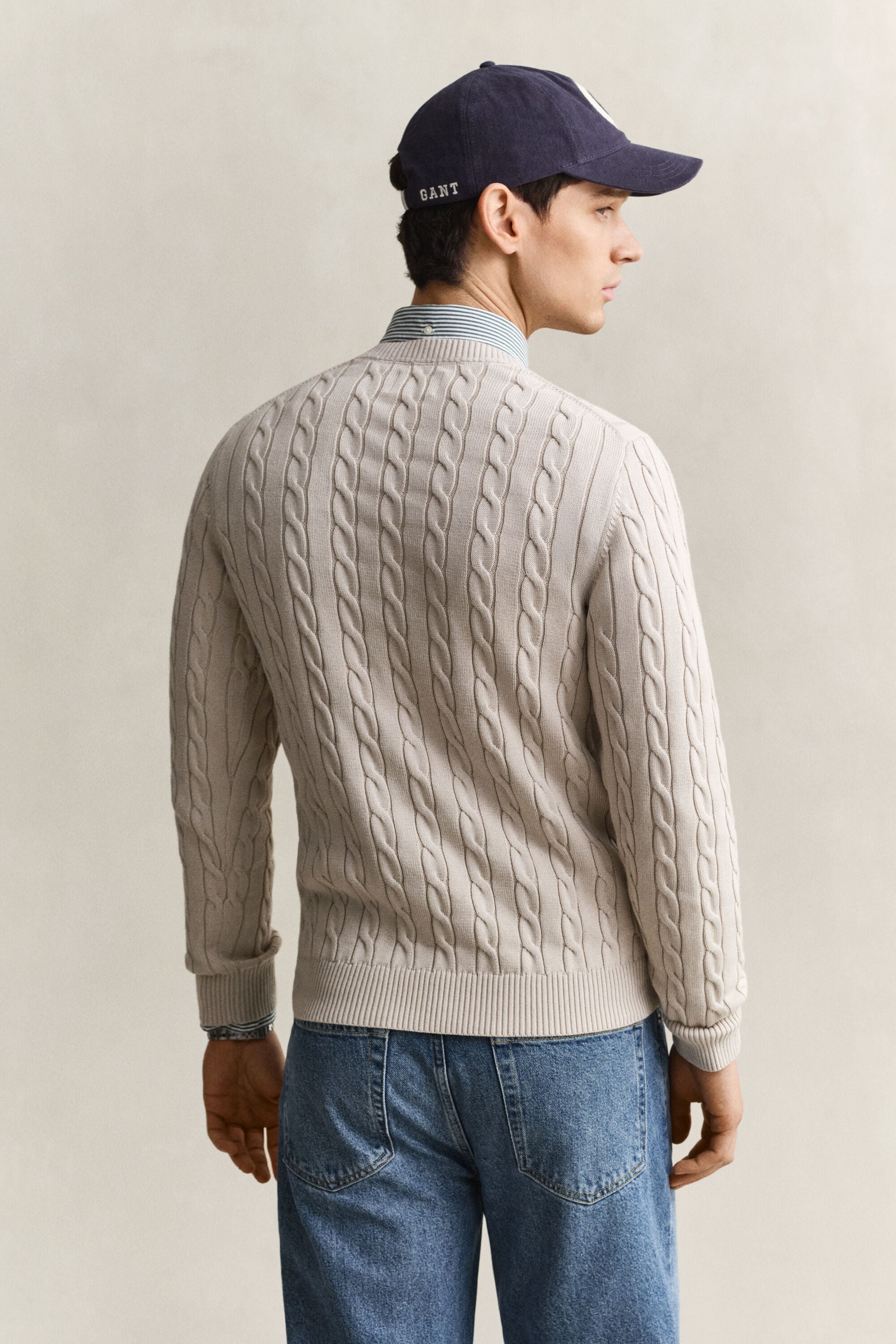 Cotton Cable Knit Crew Neck Sweater