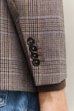 Checked Wool Suit Jacket — LIGHT TAUPE 4