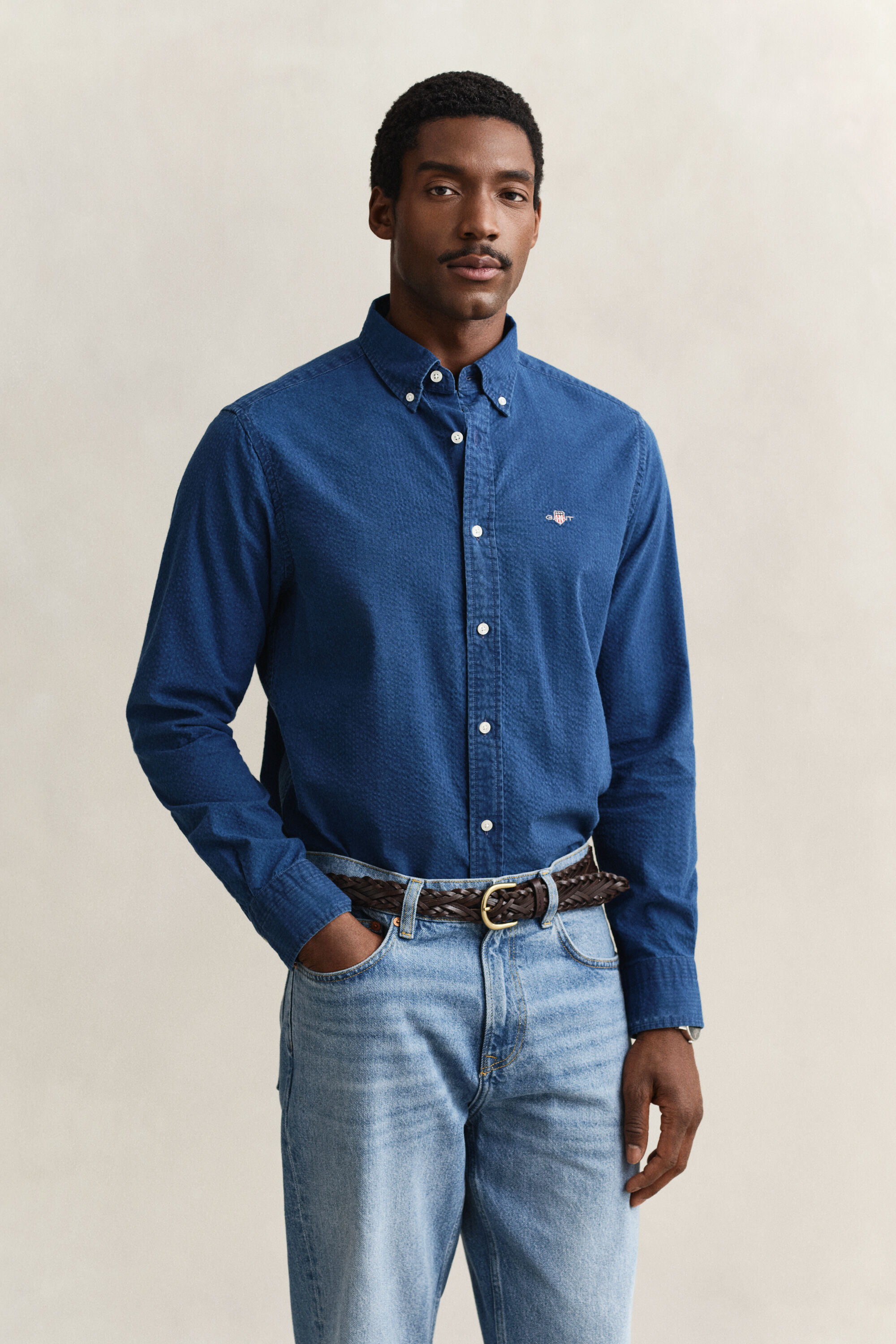 Indigo Seersucker Shirt