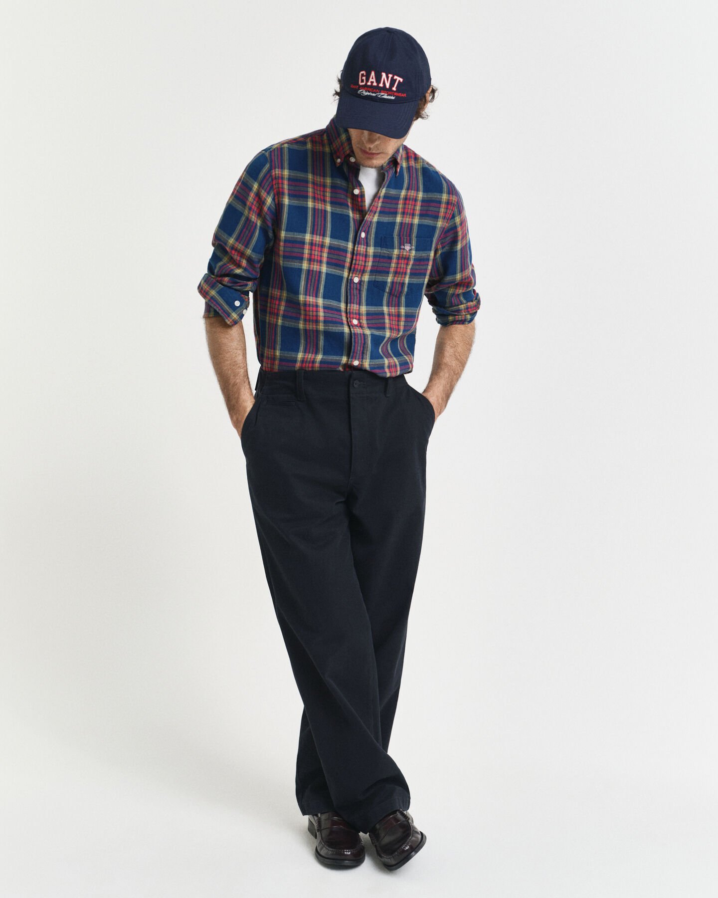 Regular Fit Checked Indigo Twill Shirt