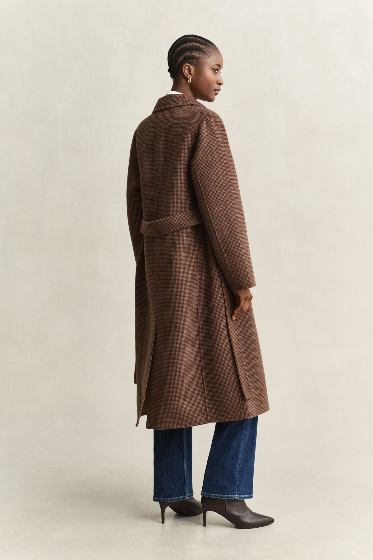 Handstitched Belted Coat — DEEP BROWN