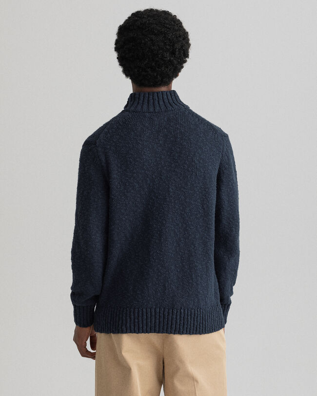 Relaxed Fit Slub Cotton Half-Zip Sweater