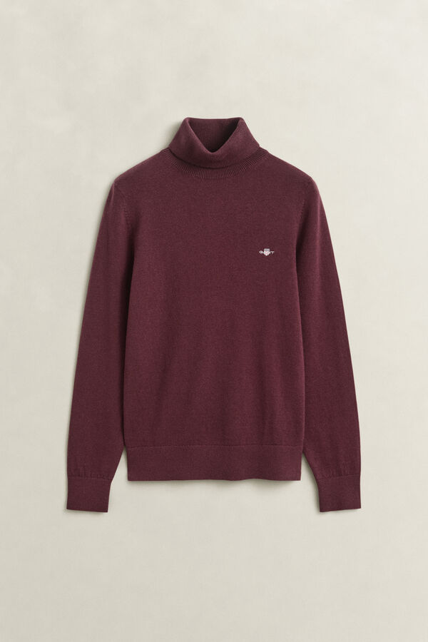 Wool Cotton Turtleneck Sweater — DARKENED WINE