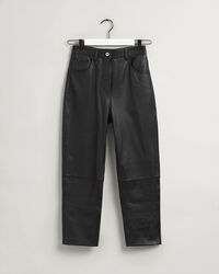 High-Waisted Cropped Leather Pants
