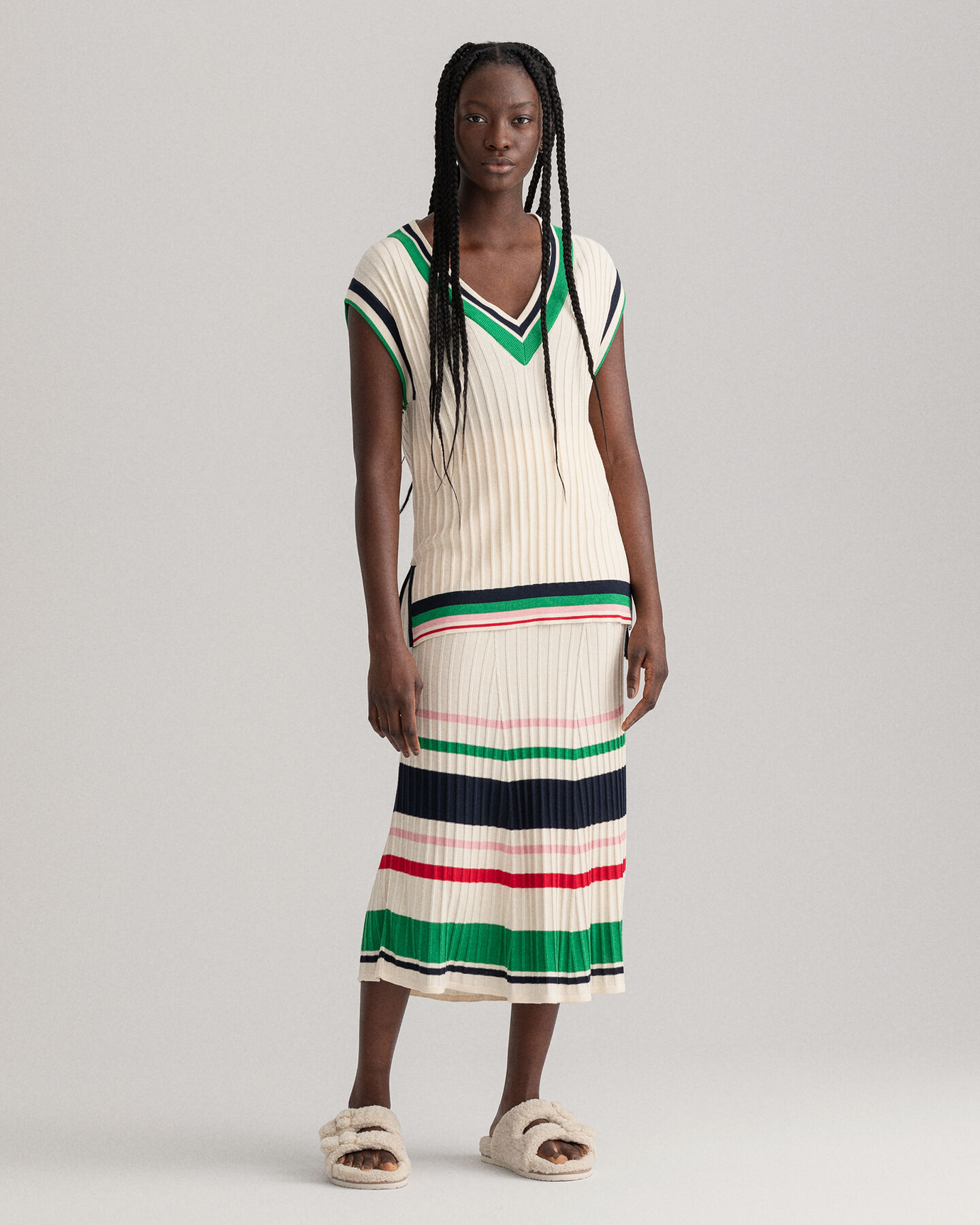 Striped Rib Knit Vest