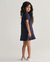 Girls Short Sleeve Piqu&eacute; Flounce Dress