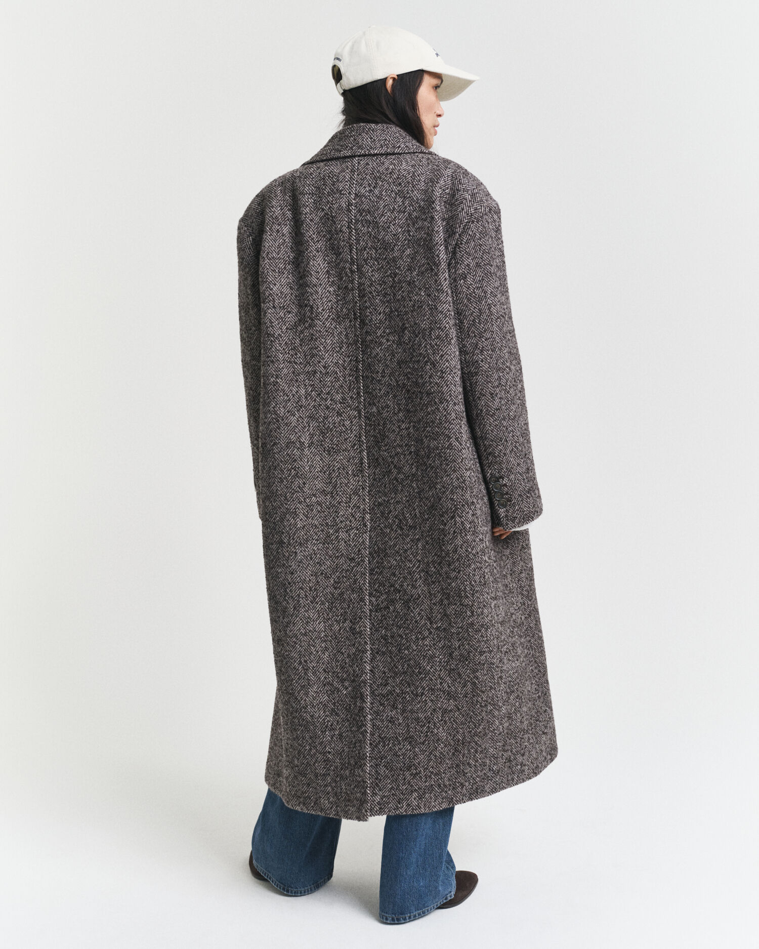 Herringbone Wool Blend Overcoat