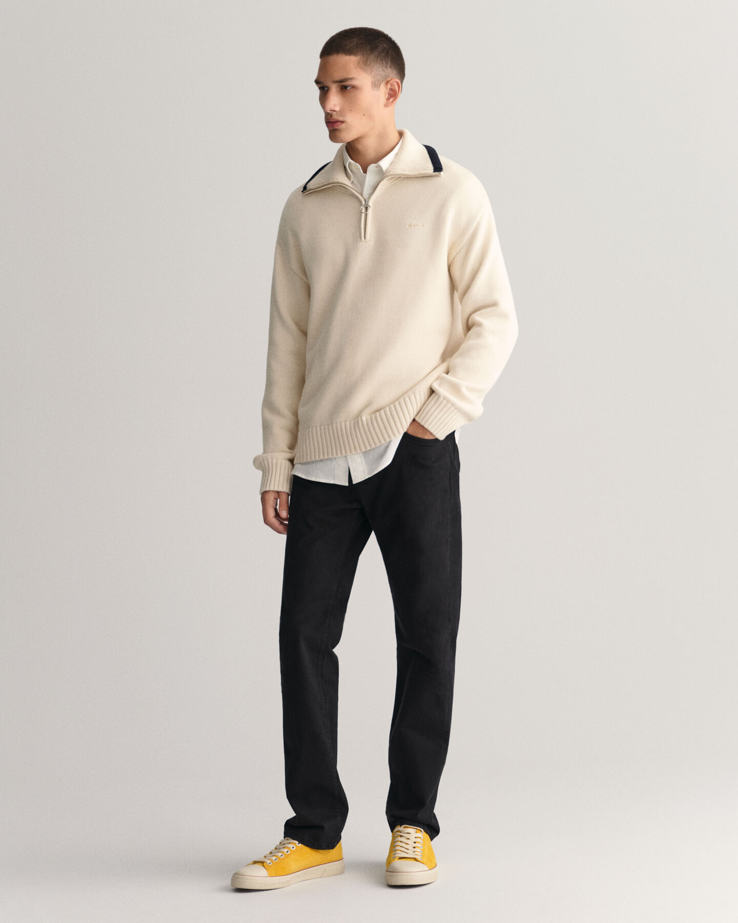Plain Cotton Half-Zip Sweater