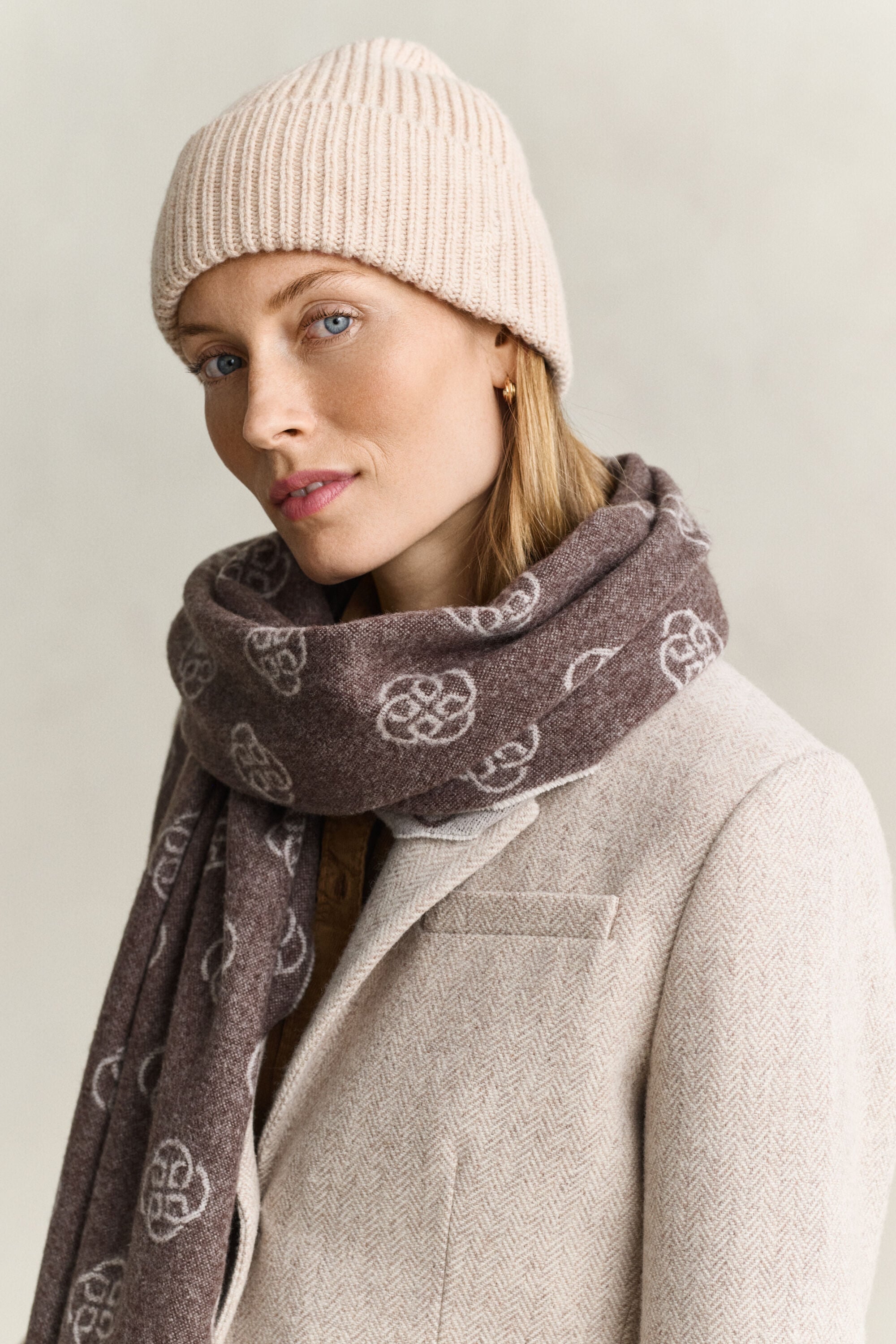 Ribbed Wool Cashmere Blend Beanie
