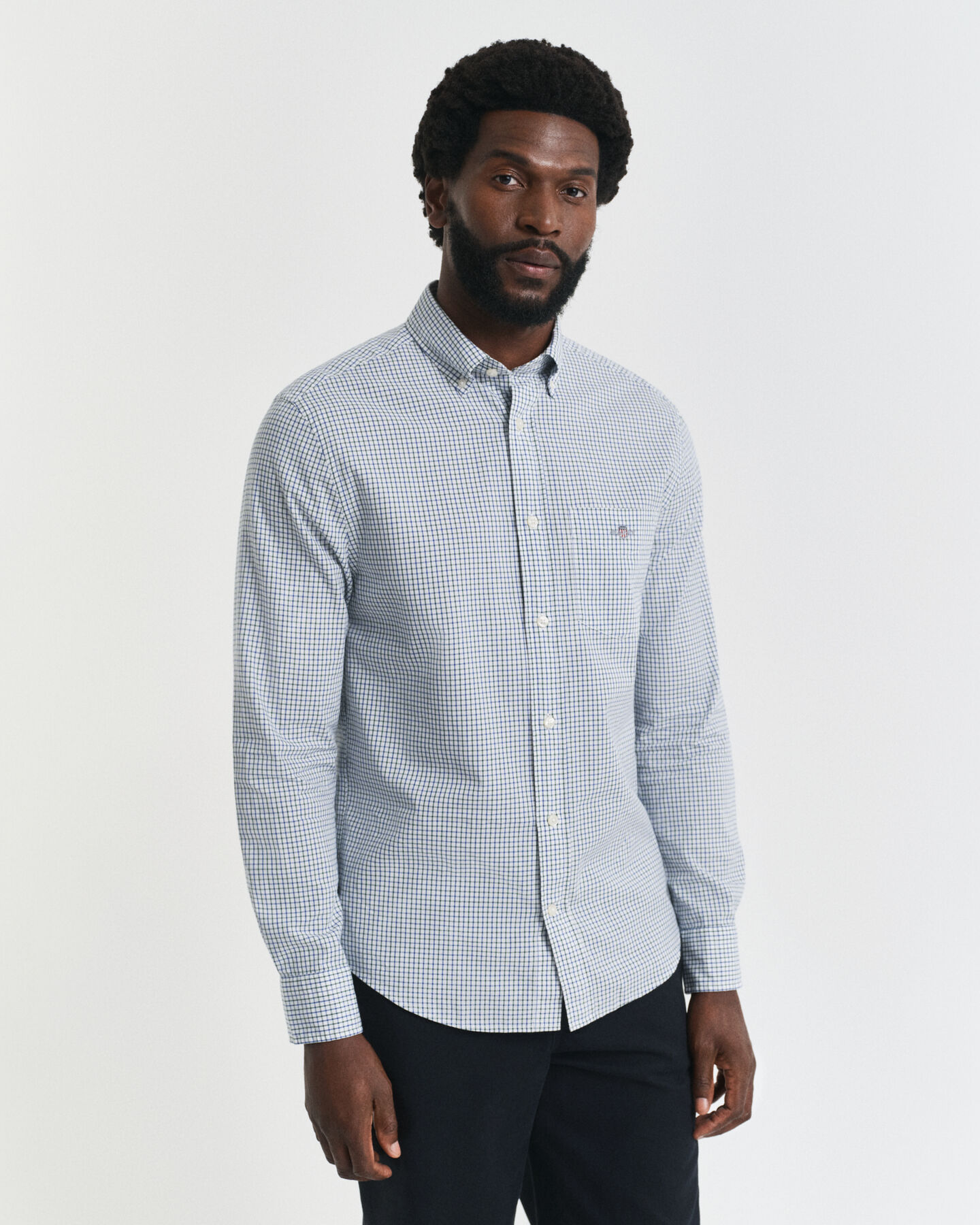 Regular Fit Micro Checked Classic Poplin Shirt
