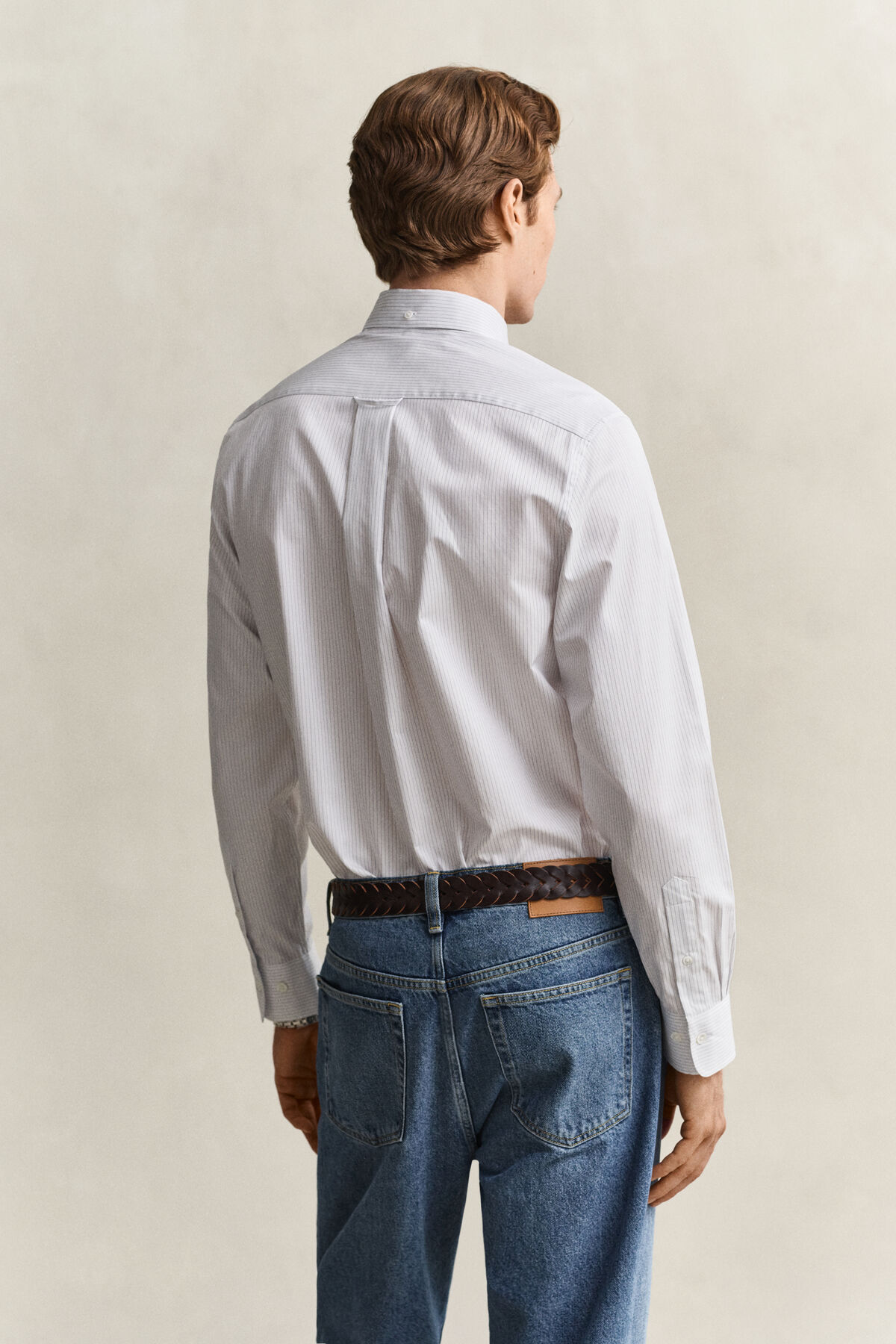 Striped Twill Dress Shirt — WHITE