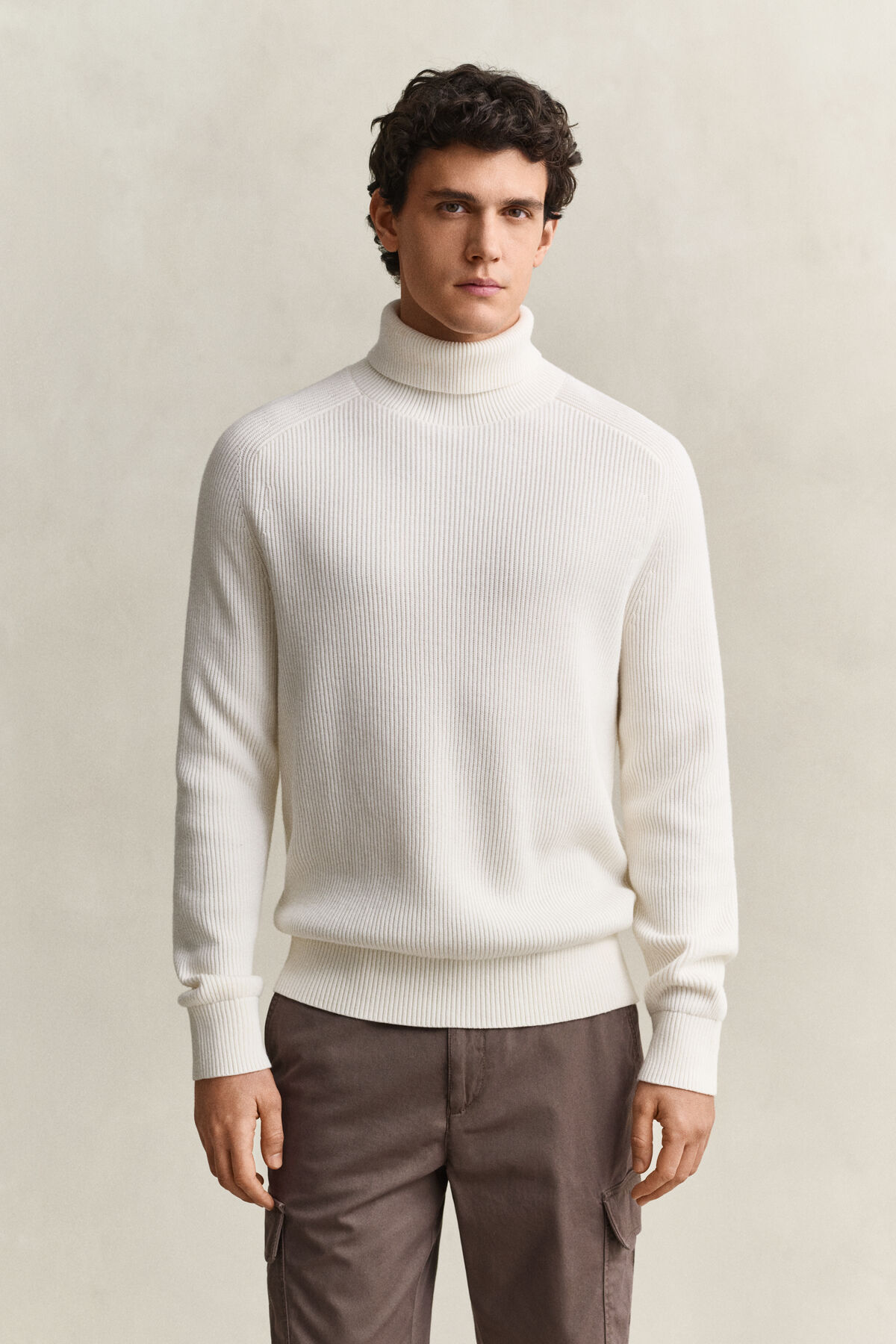 Cotton Merino Turtleneck — CREAM