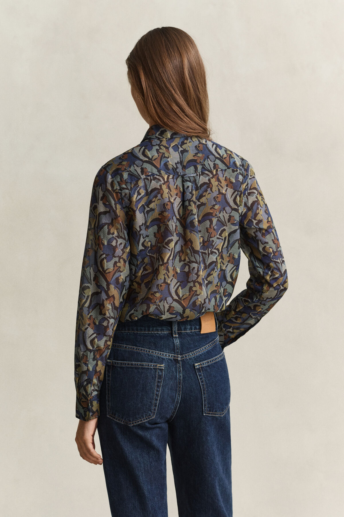 Printed Cotton Silk Shirt — EVENING BLUE