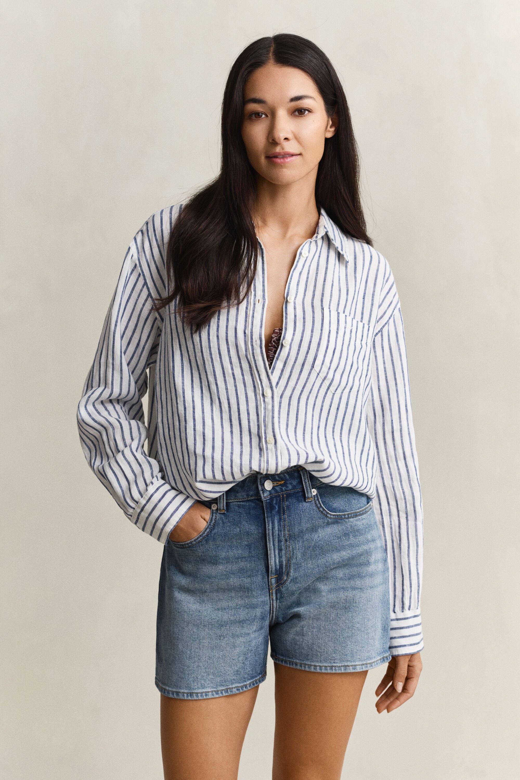 Relaxed Fit Striped Linen Shirt