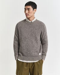 Wool Blend Mouliné Crew Neck Sweater