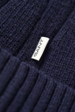 Lambswool Cable Knit Beanie — EVENING BLUE 1