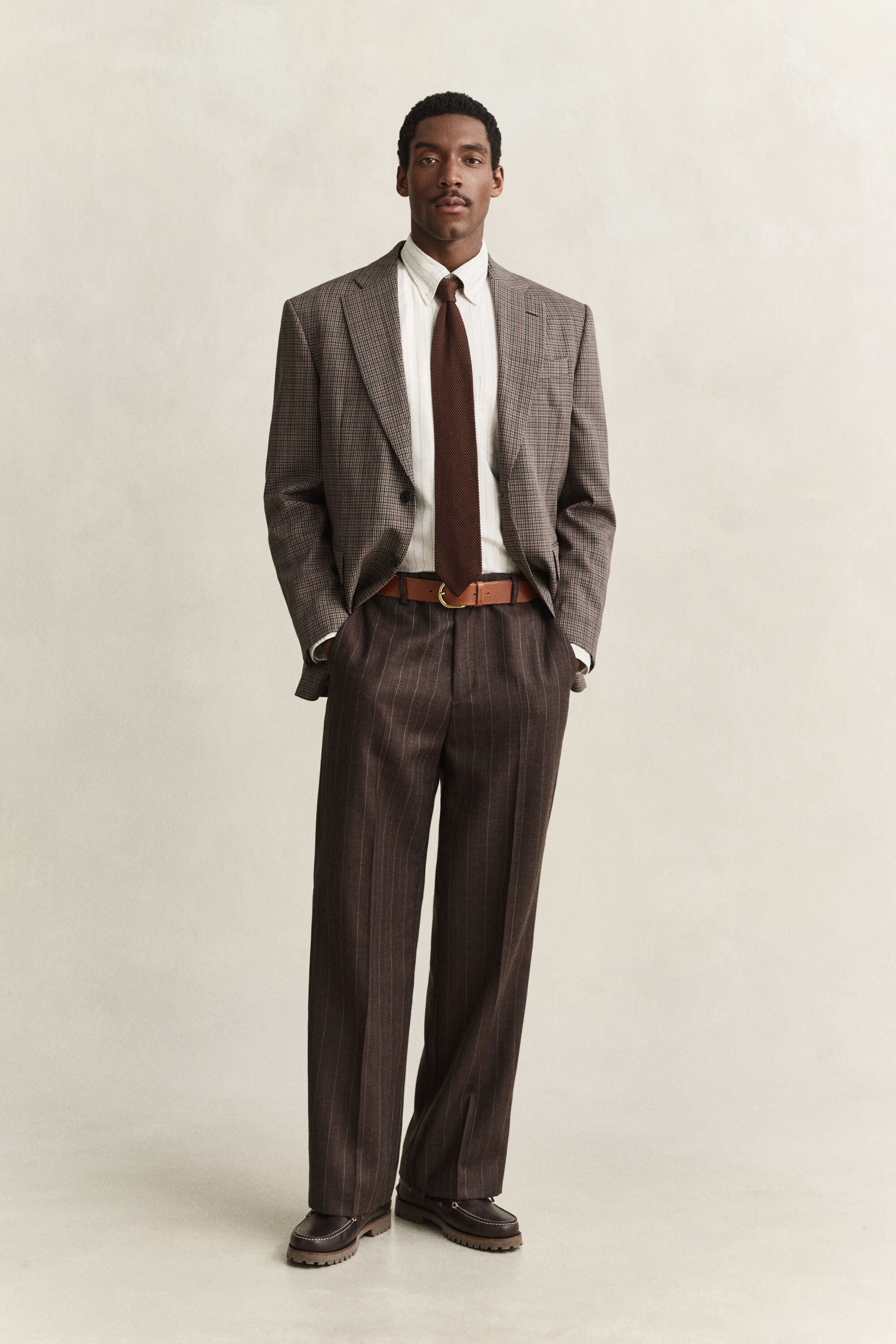 Wool Pinstriped Suit Pants