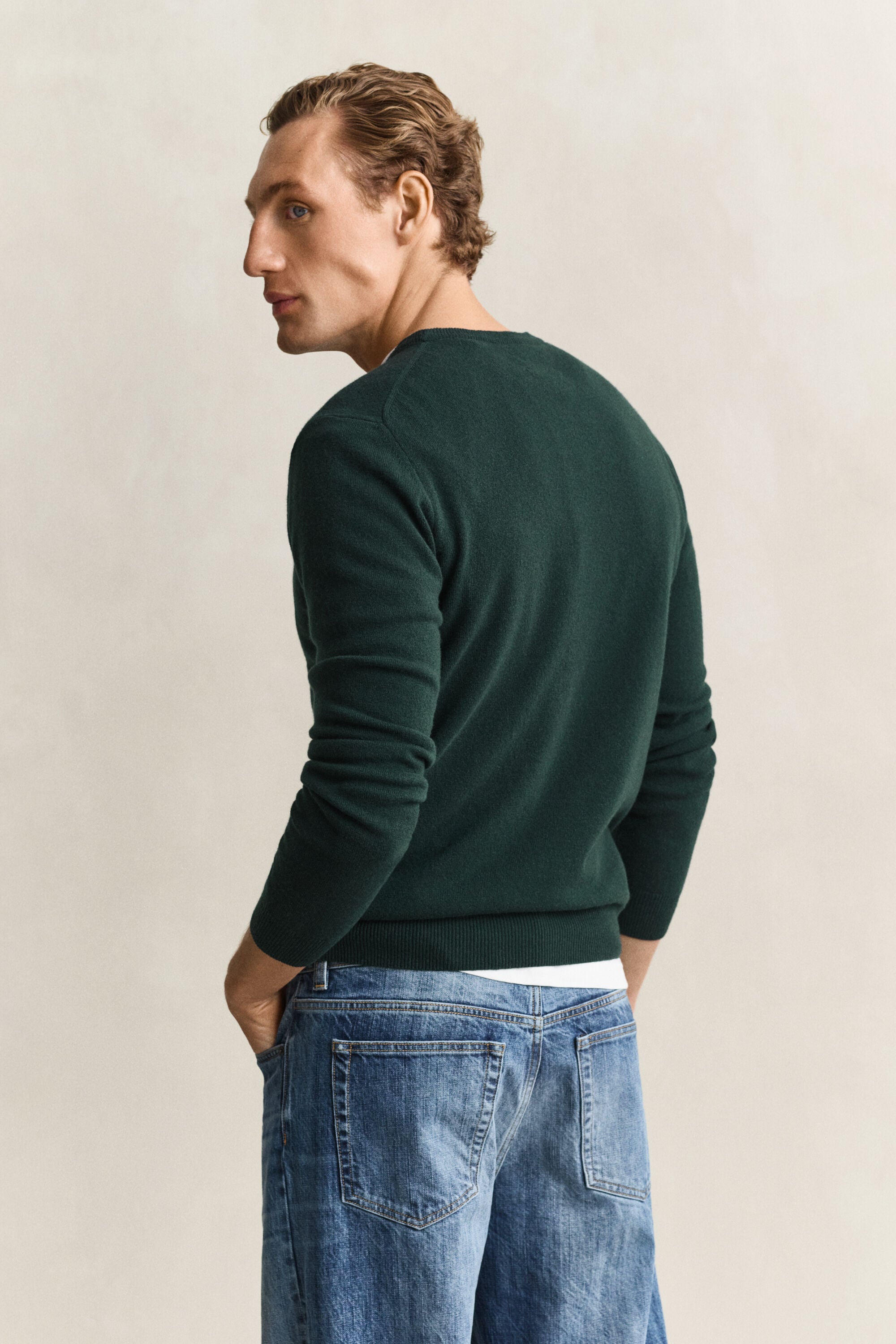 Lambswool Crew Neck Sweater — TARTAN GREEN
