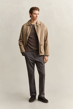 Textured Cotton Crew Neck Sweater — DK HAZELNUT MELANGE 5