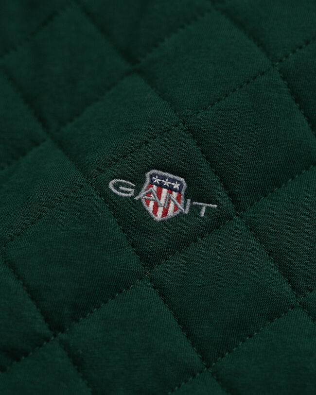 Corduroy Collar Quilted Zip Sweatshirt