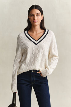 Merino Wool Cable Knit Sweater — CREAM 4
