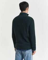 Ribbed Cotton Merino Wool Half-Zip Sweater