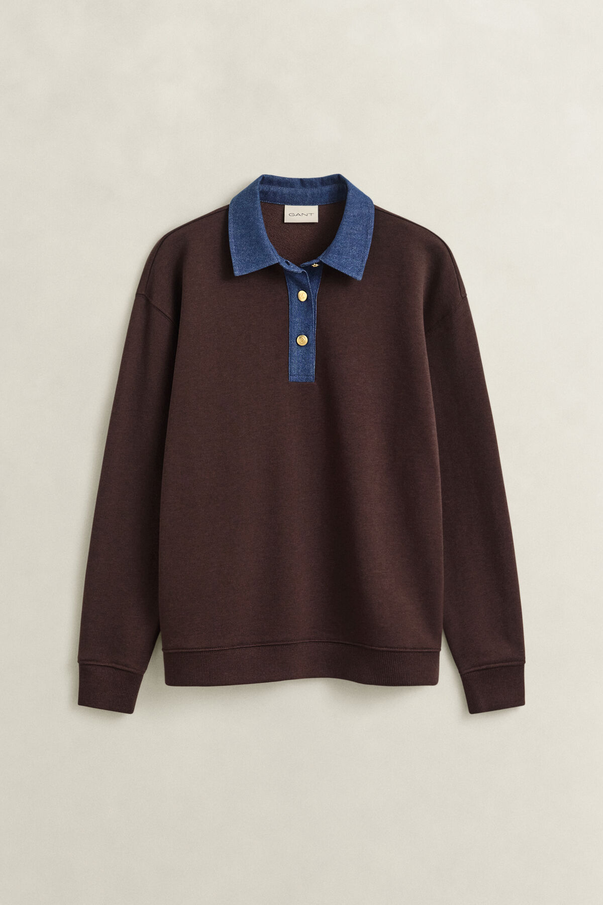 Denim Collared Heavy Rugger — DEEP BROWN