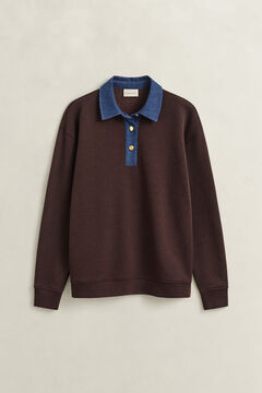 Denim Collared Heavy Rugger — DEEP BROWN 1