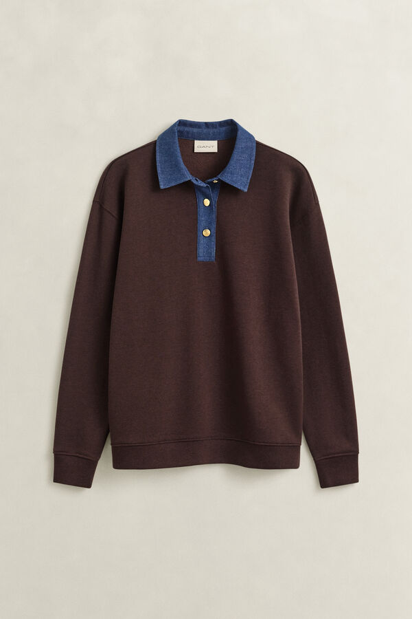 Denim Collared Heavy Rugger — DEEP BROWN