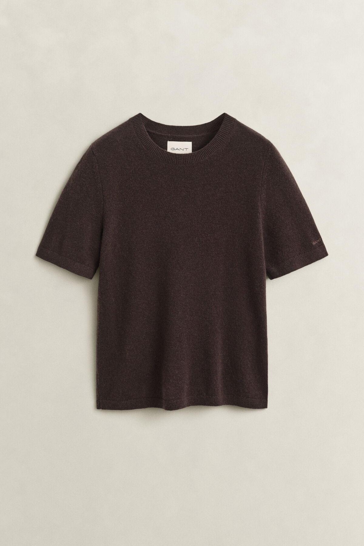 Cashmere Short Sleeve Sweater — DEEP BROWN