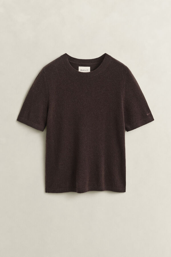 Cashmere Short Sleeve Sweater — DEEP BROWN