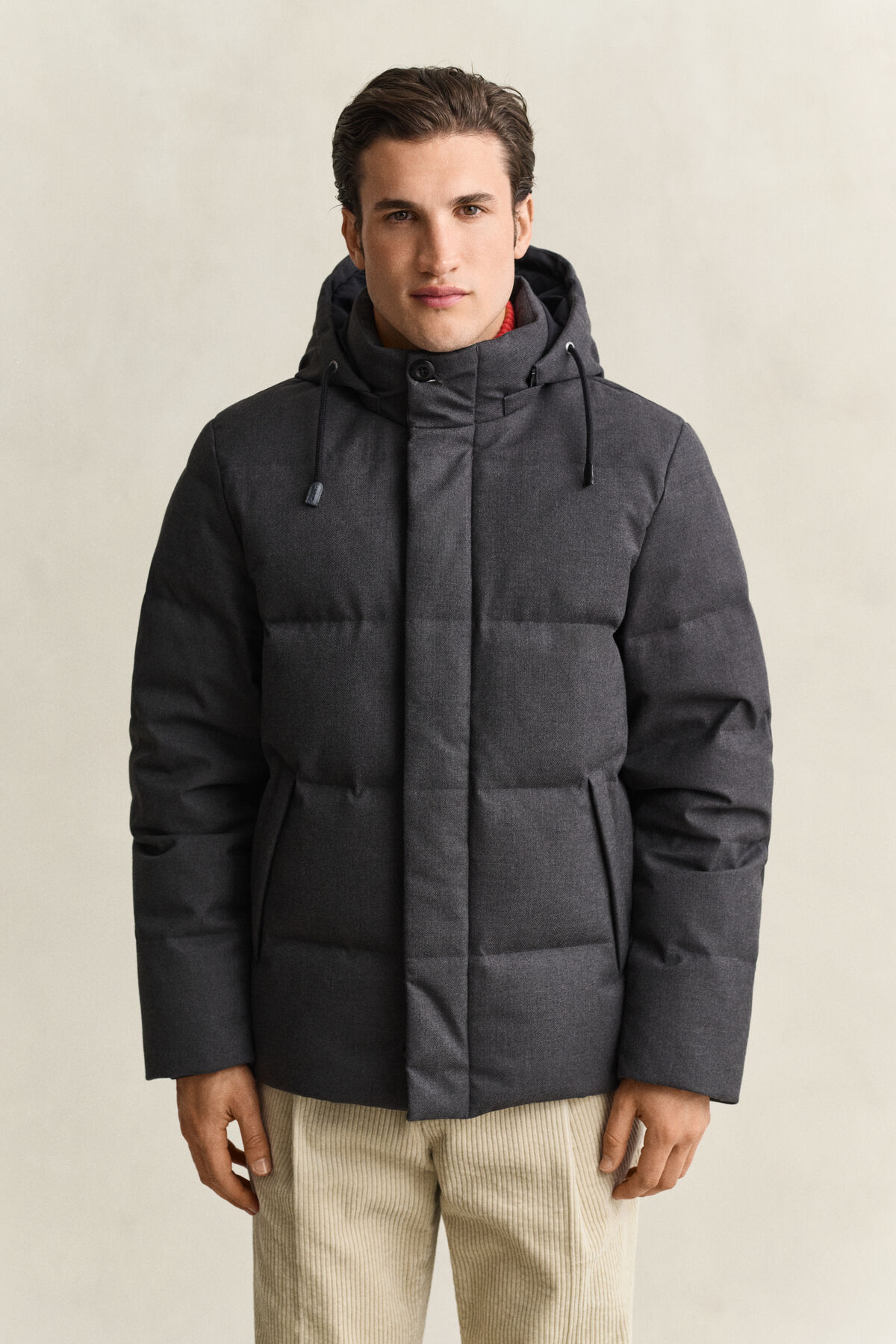Flannel Down Jacket — BLACK GREY