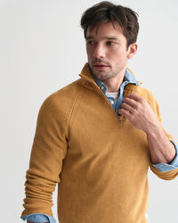Washed Ribbed Half-Zip Sweater