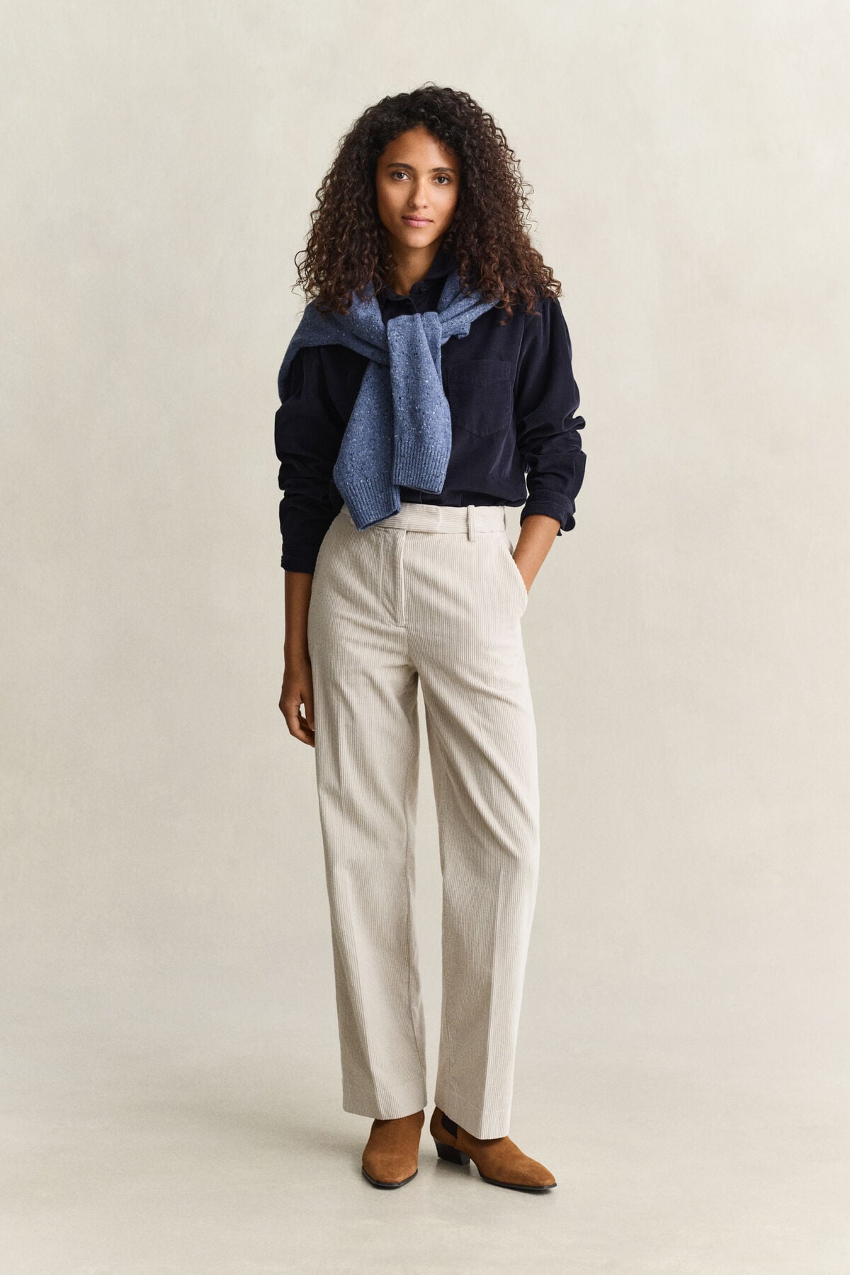 Tailored Corduroy Pants — CLAY BEIGE