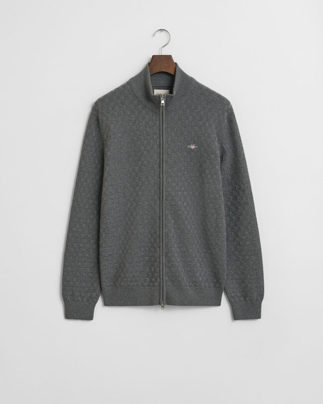 Micro Textured Zip Sweater