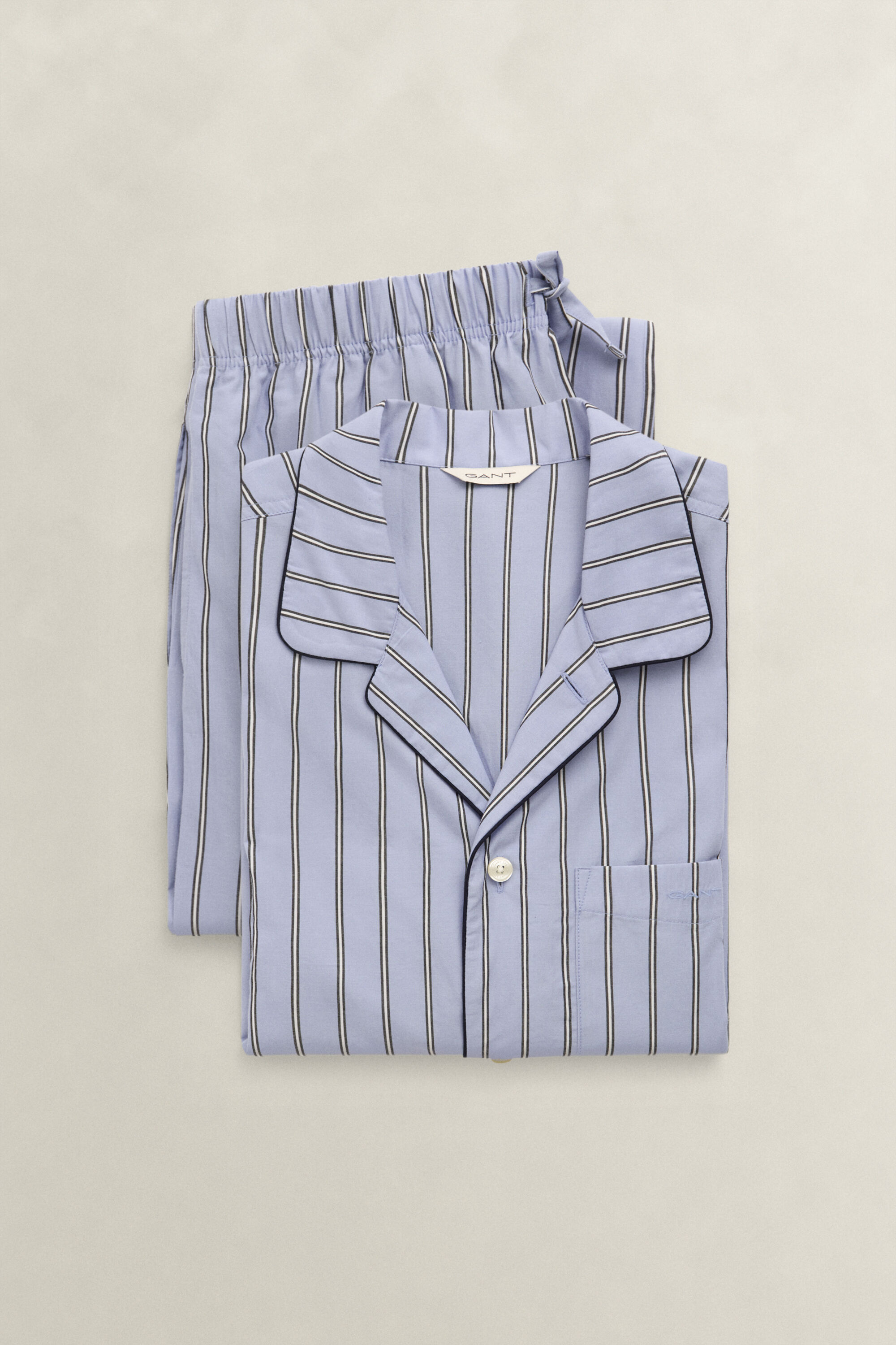 Striped Poplin Pajama Set — LAVENDER BLUE