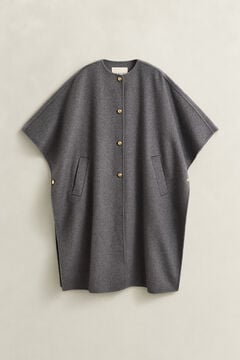 Handstitched Cape Coat — CHARCOAL MELANGE 1