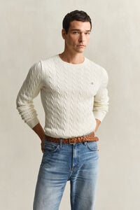 Cotton Cable Knit Crew Neck Sweater