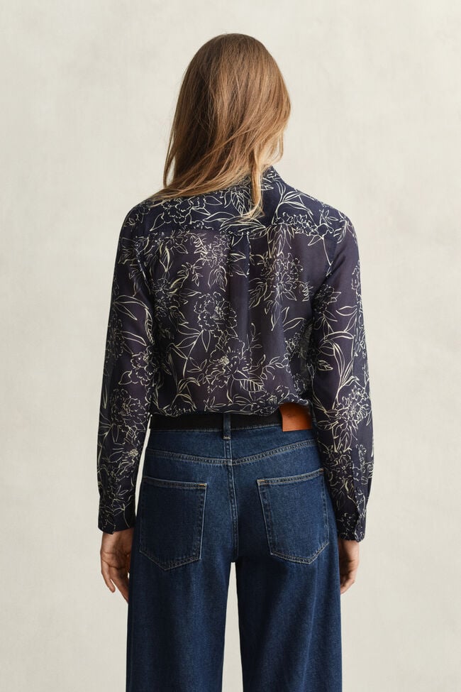 Regular Fit Floral Print Cotton Silk Shirt