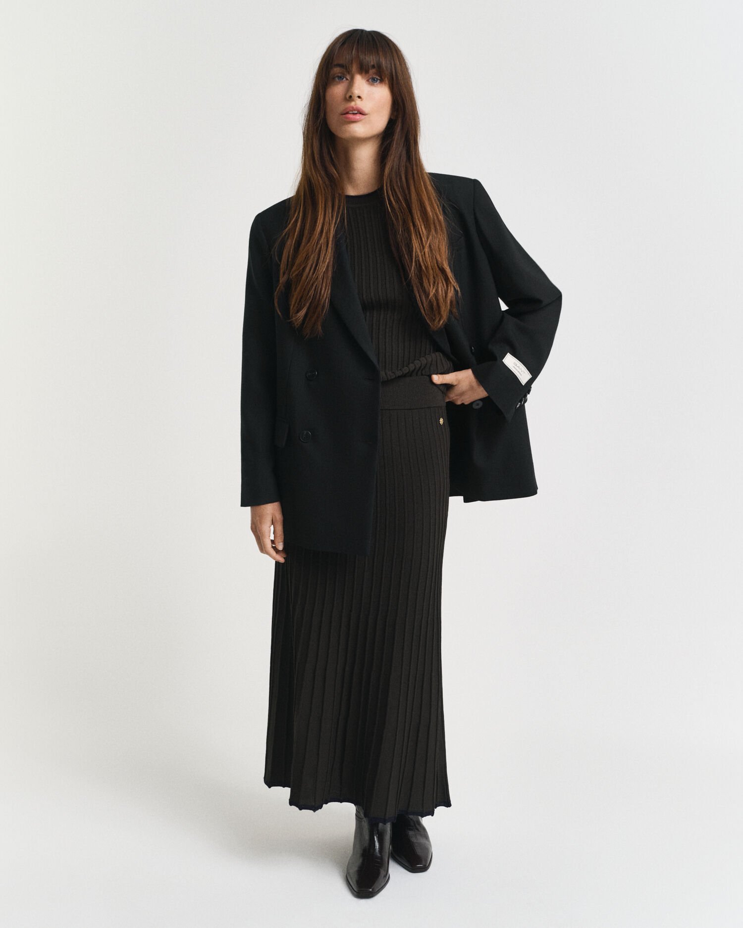 Contrast Ribbed Knit Skirt