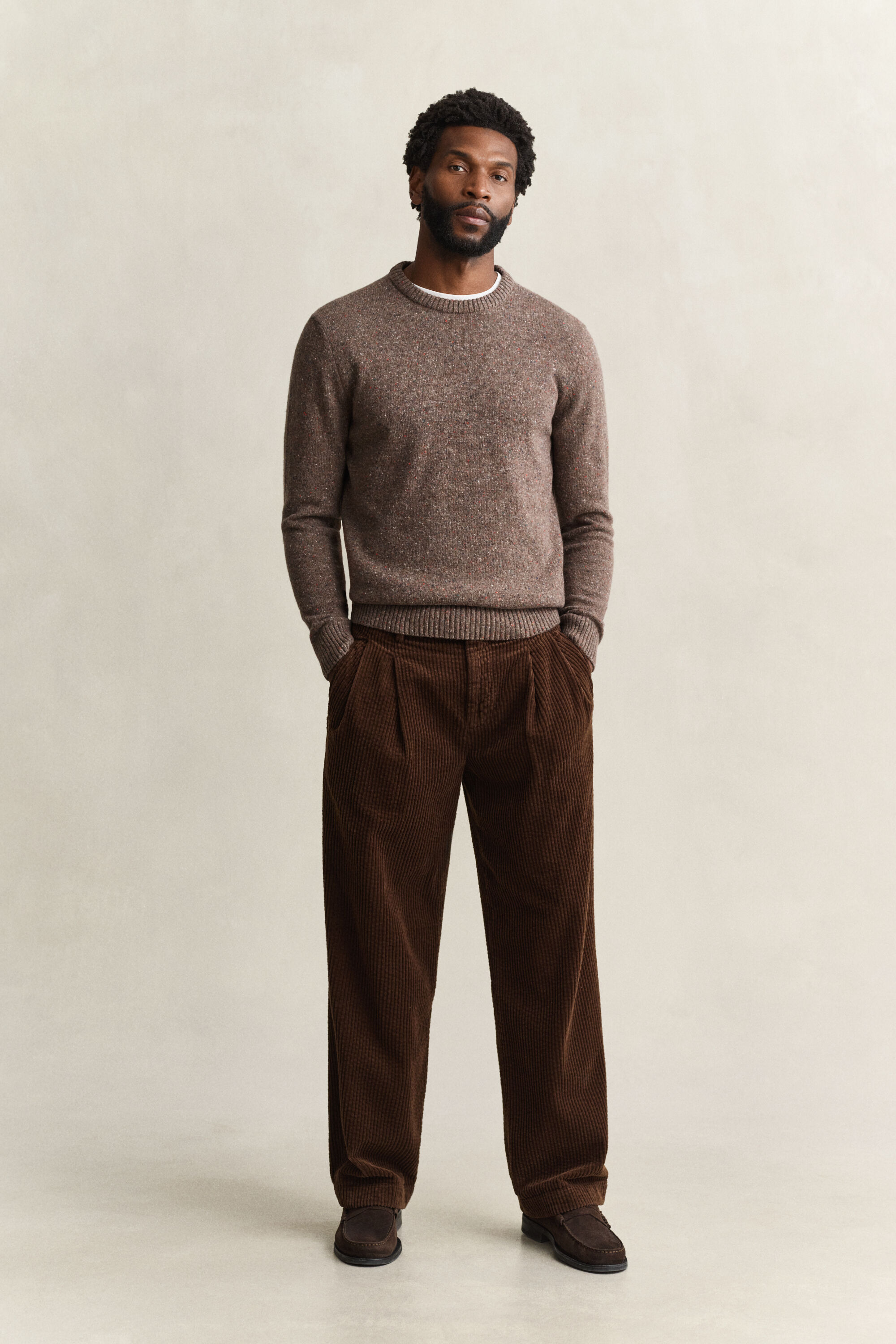 Wool Blend Nepps Crew Neck Sweater