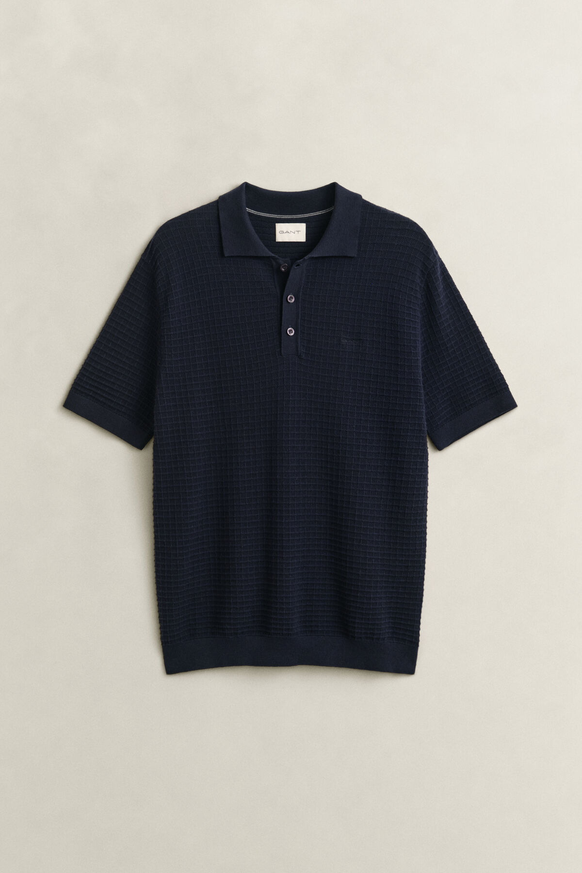 Textured Polo Sweater — EVENING BLUE