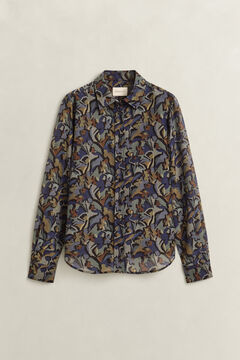 Printed Cotton Silk Shirt — EVENING BLUE 1