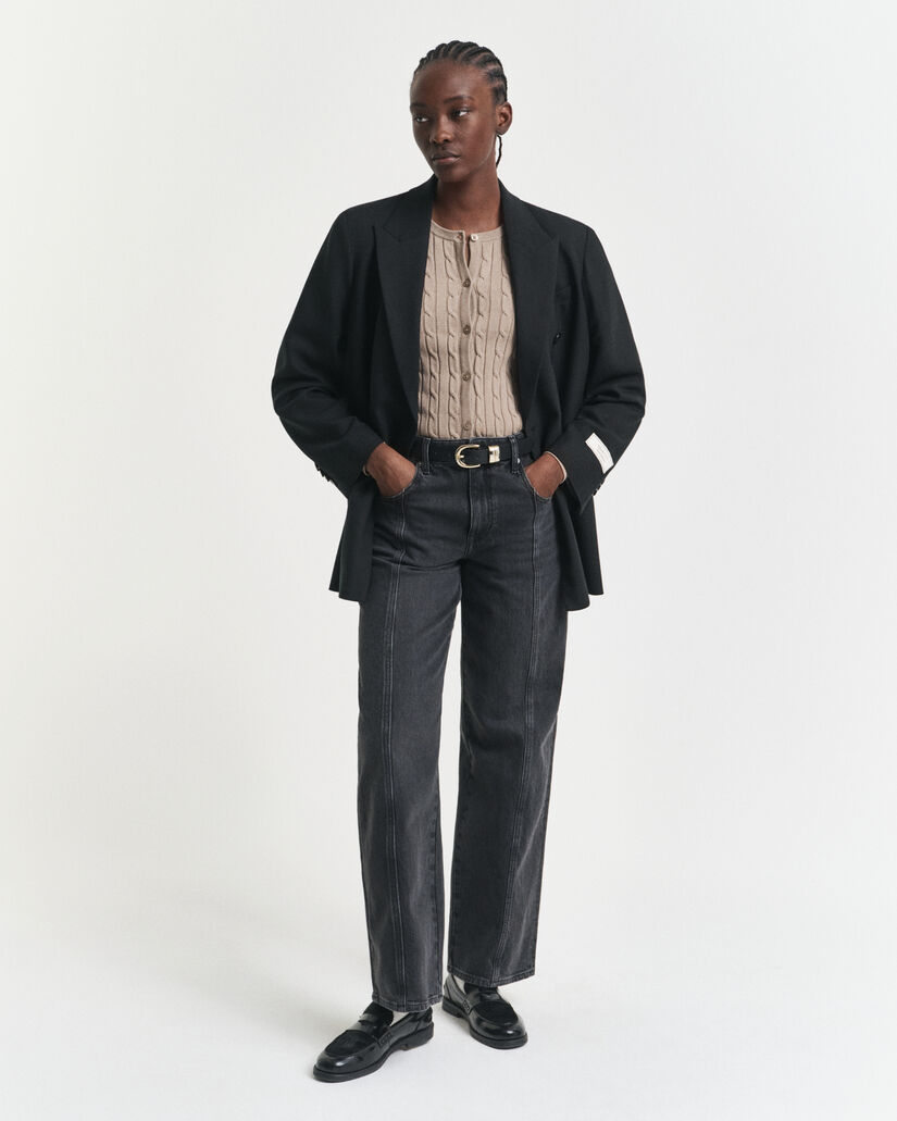 Stretch Cotton Cable Knit Cardigan