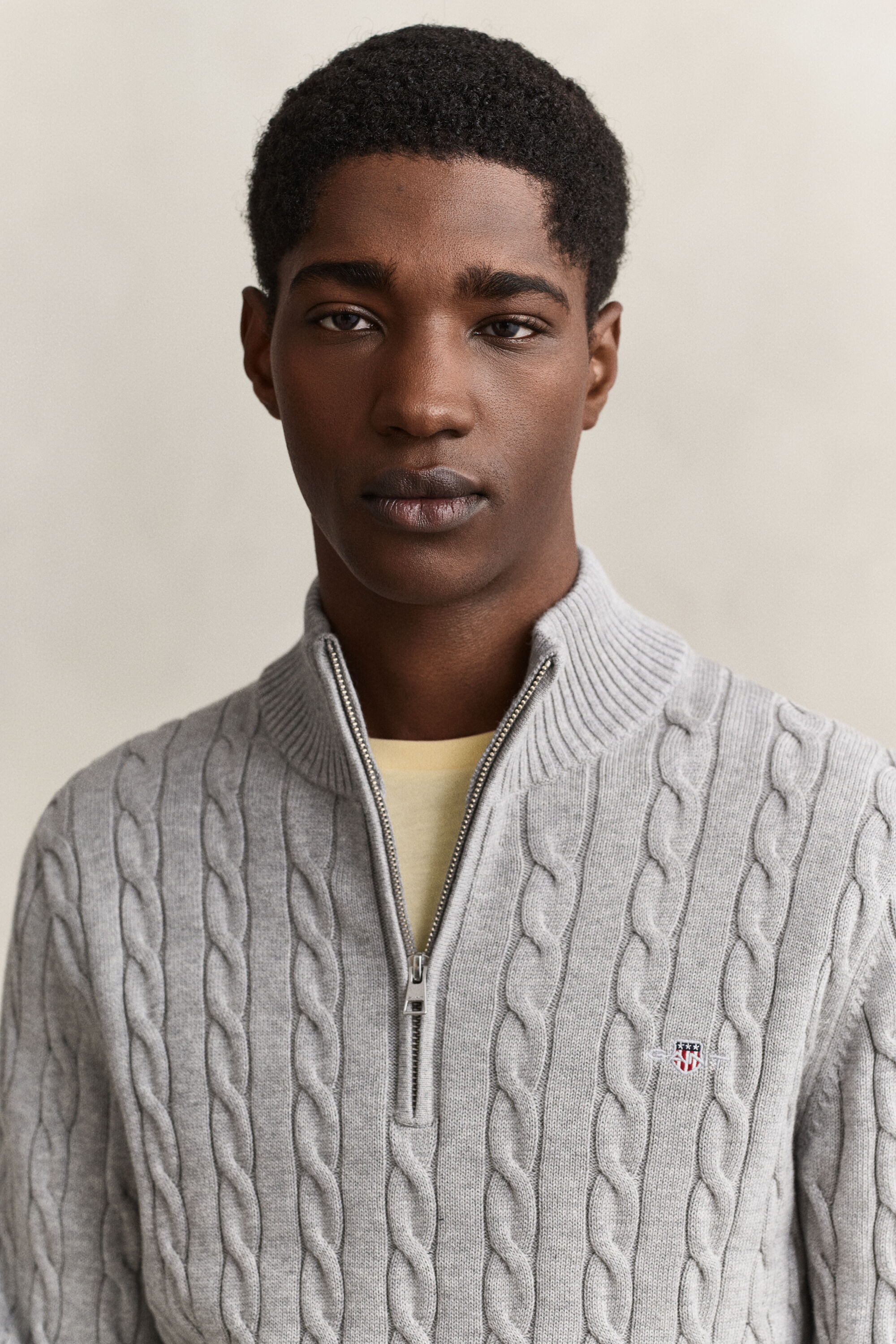 Cotton Cable Knit Half-Zip Sweater