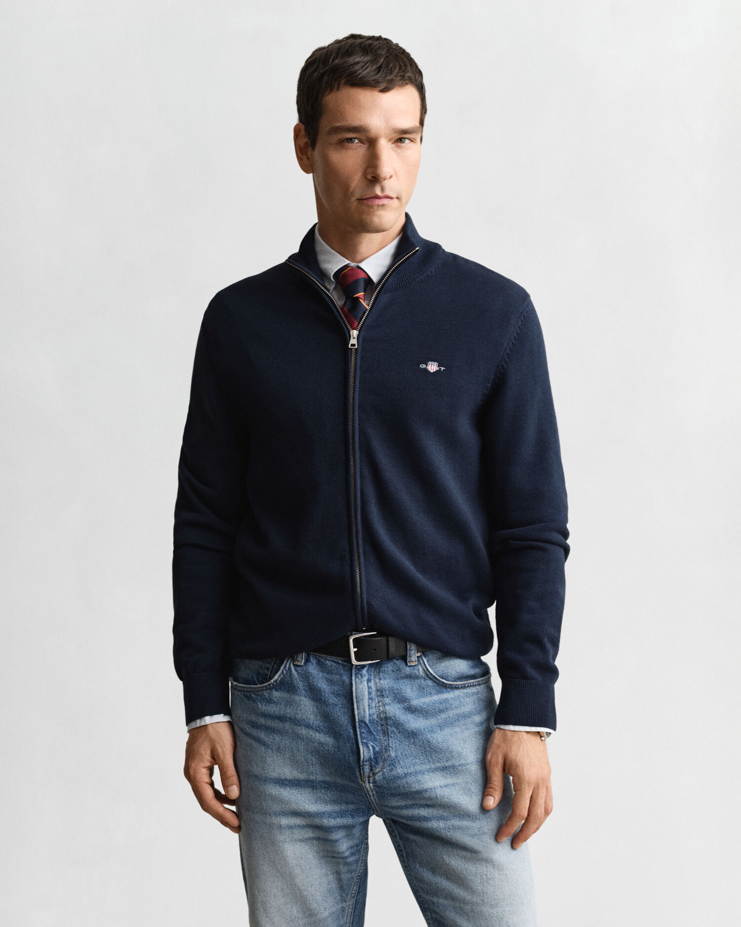 Casual Cotton Zip Cardigan - GANT